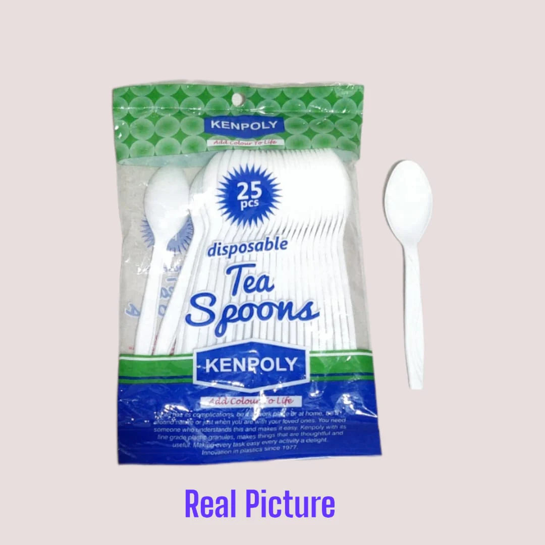 25pcs Kenpoly Disposable Plastic Tea Spoon
