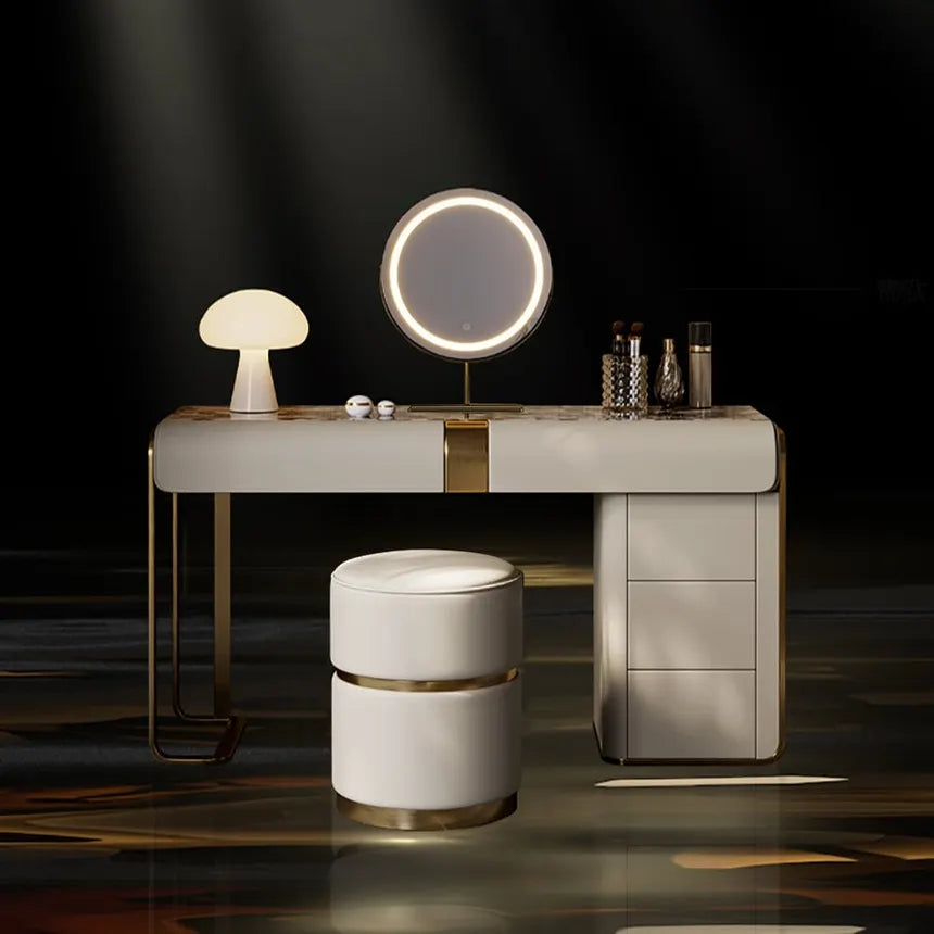 Glamour Grove Dressing Table & Vanity Set Modern Simple Luxury with Mirror & Poof Chair