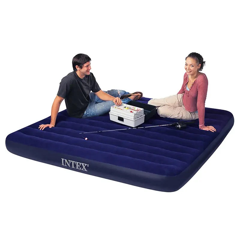 Intex Inflatable Air Mattress Comfortable Double/Queen Size Air Bed with Built-in Pump – Durable Guest Bed for Home, Camping, Travel & Emergencies