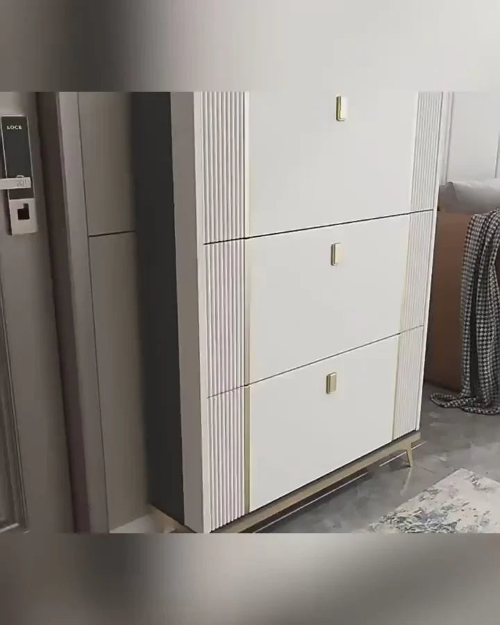 3 Tier Shoe Storage, Shoe Rack Narrow, Hall Shoe Storage Cabinet, Adjustable Partition Wooden Bucket Flip Shoe Cabinet