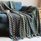 Bohemian Knitted Throw Blanket With Tassel
