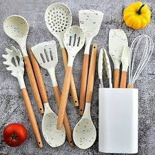 Unique white marble silicone spoon set