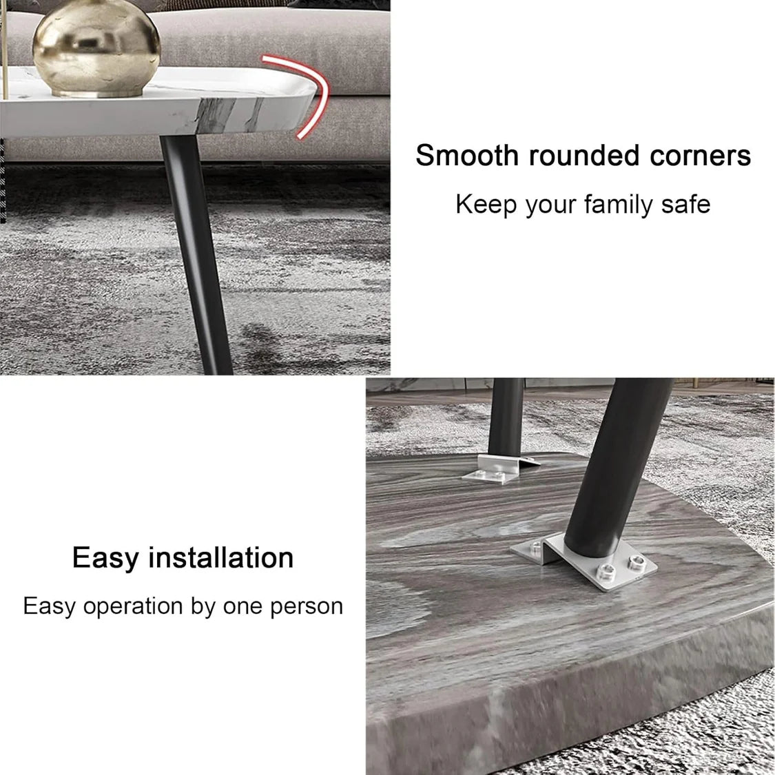 Elegant 2 Sets of Rectangular Nested Tables Creative Wooden Coffee Table