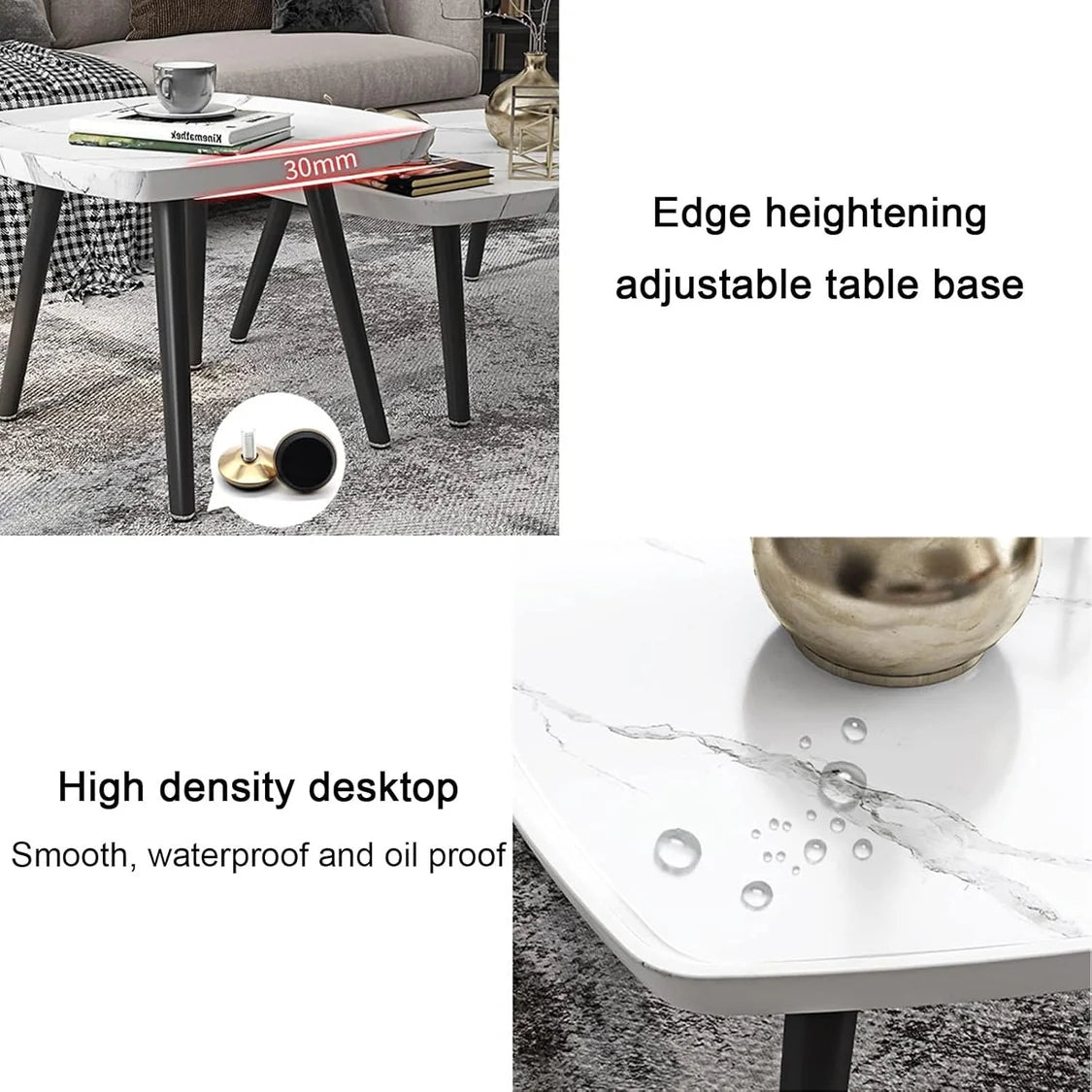 Elegant 2 Sets of Rectangular Nested Tables Creative Wooden Coffee Table