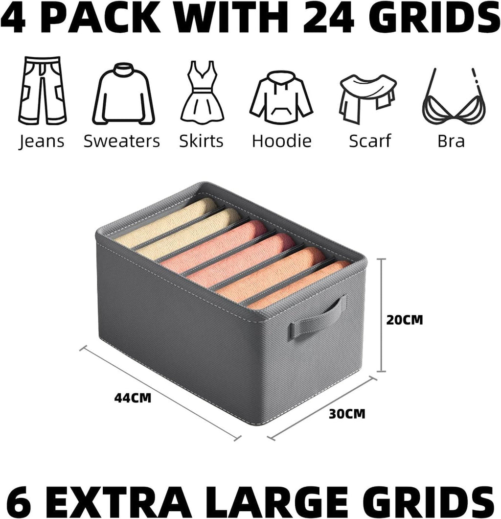 Extra Large Foldable Wardrobe Storage Jeans Trousers Organizer for Clothes 4pcs