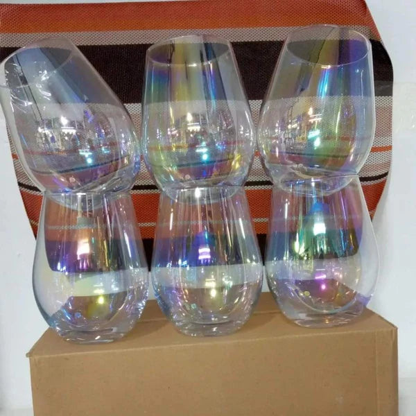 6pcs Stemless Rainbow Wine Glasses