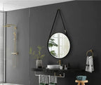 Nordic Wall Mirror Wall-Mounted Decorative Round Mirror with Hanging Strap