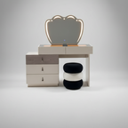 Large Modern Vanity Desk with LED Mirror Light Chair and Storage Shelves for Makeup and Grooming