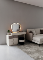 Large Modern Vanity Desk with LED Mirror Light Chair and Storage Shelves for Makeup and Grooming