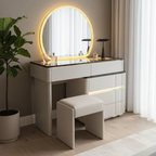 Elegant Dressing Table Set with Mirror & LED Lights Makeup Vanity