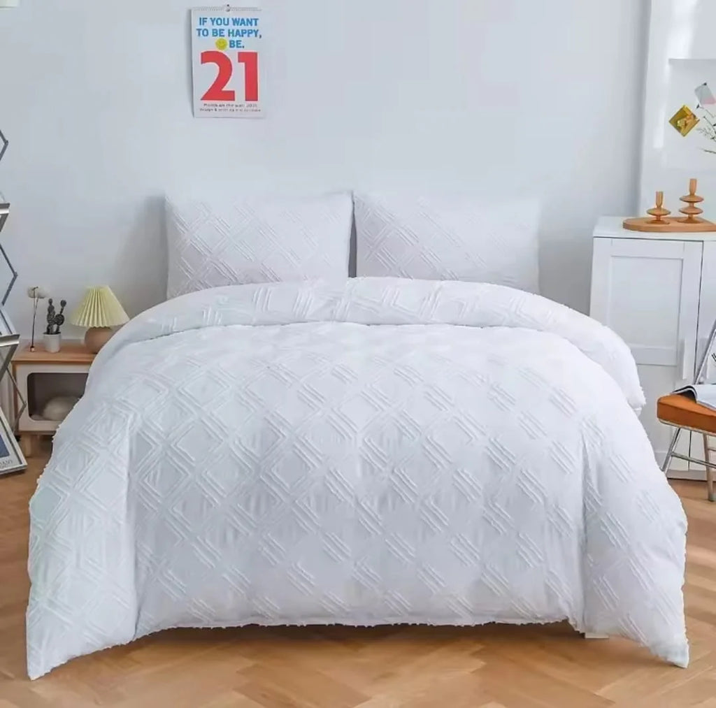 marble and tufted duvet cover