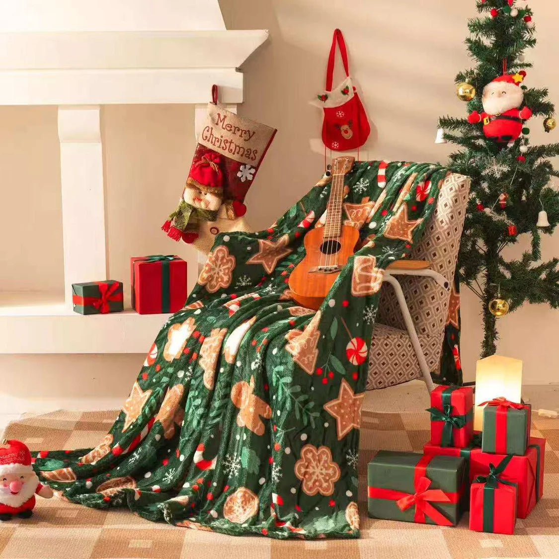 Double Sided Christmas Sherpa Fleece Throw Blankets