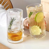 6pcs Classical Engraved Ribbed Crystal Glass Set – 450ml