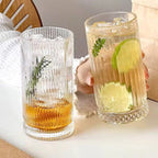 6pcs Classical Engraved Ribbed Crystal Glass Set – 450ml