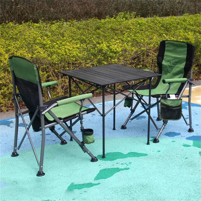 Foldable Table with 2 Heavy-Duty Camping Chairs – Portable Outdoor Dining Set