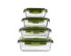4 Pcs Borosilicate Glass Food Storage Containers with Lock Lids Oven Microwave Freezer Safe Lunch Box Set