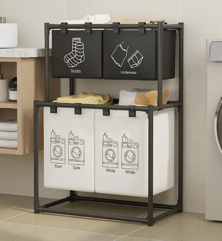 New Laundry basket Foldable dirty clothes organizer with wheels With extra storage for socks and underwear and top storage