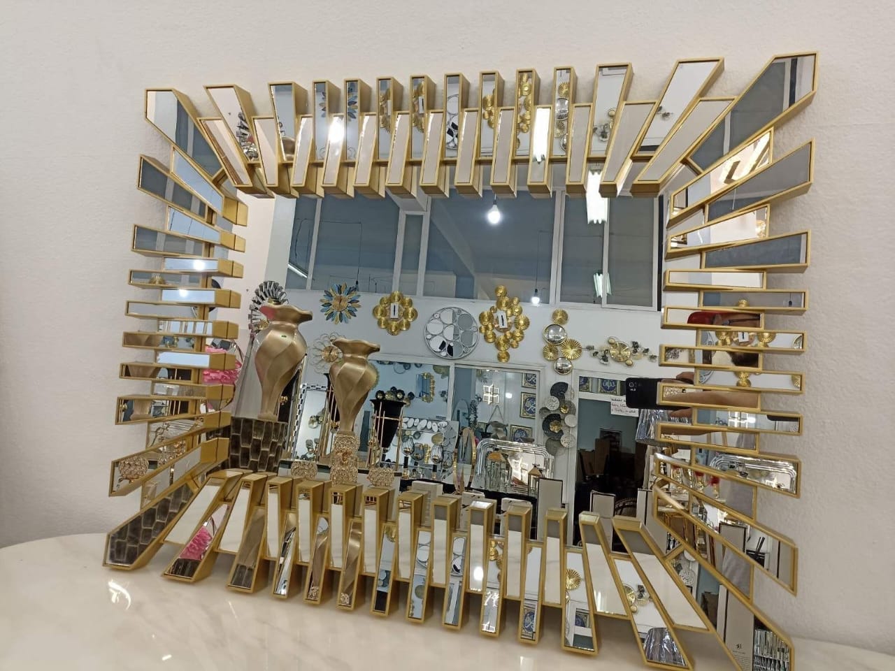 Luxury Decorative Wide Wall Mirror – Gold (74x57cm) Sale price
