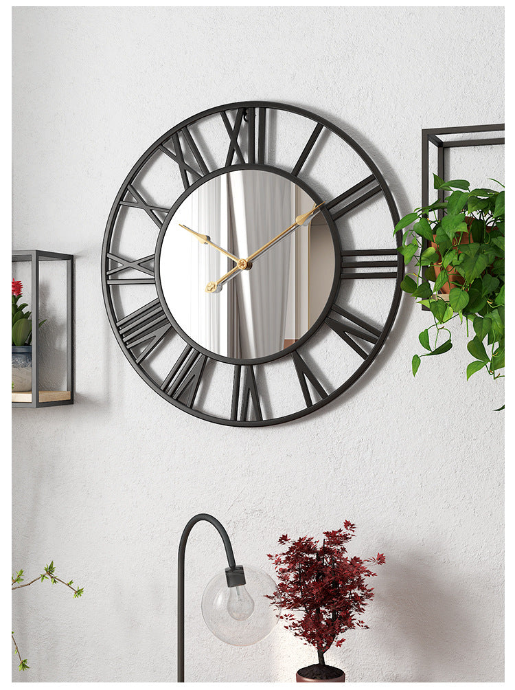Creative Metal Wall Clock with Mirror – 50cm