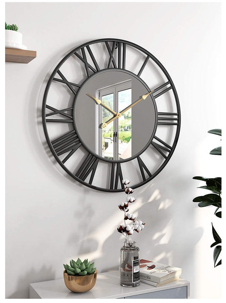 Creative Metal Wall Clock with Mirror – 50cm