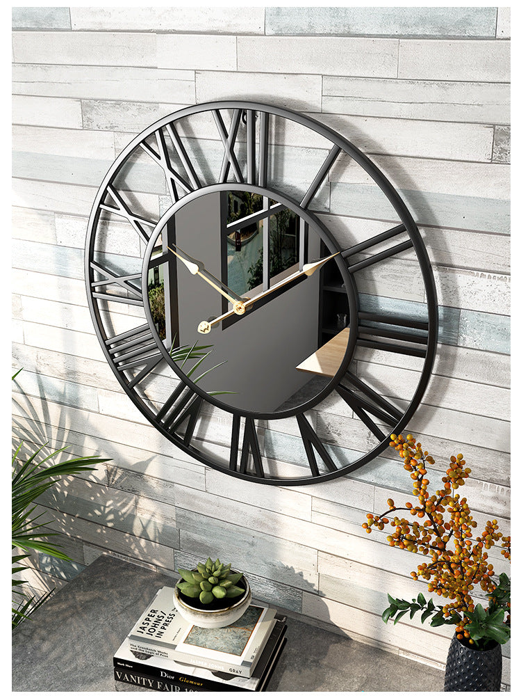 Creative Metal Wall Clock with Mirror – 50cm