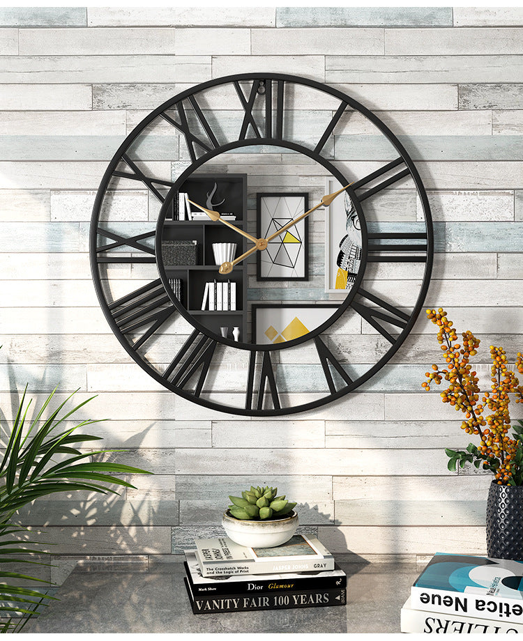 Creative Metal Wall Clock with Mirror – 50cm