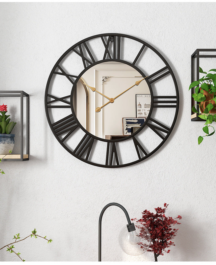 Creative Metal Wall Clock with Mirror – 50cm