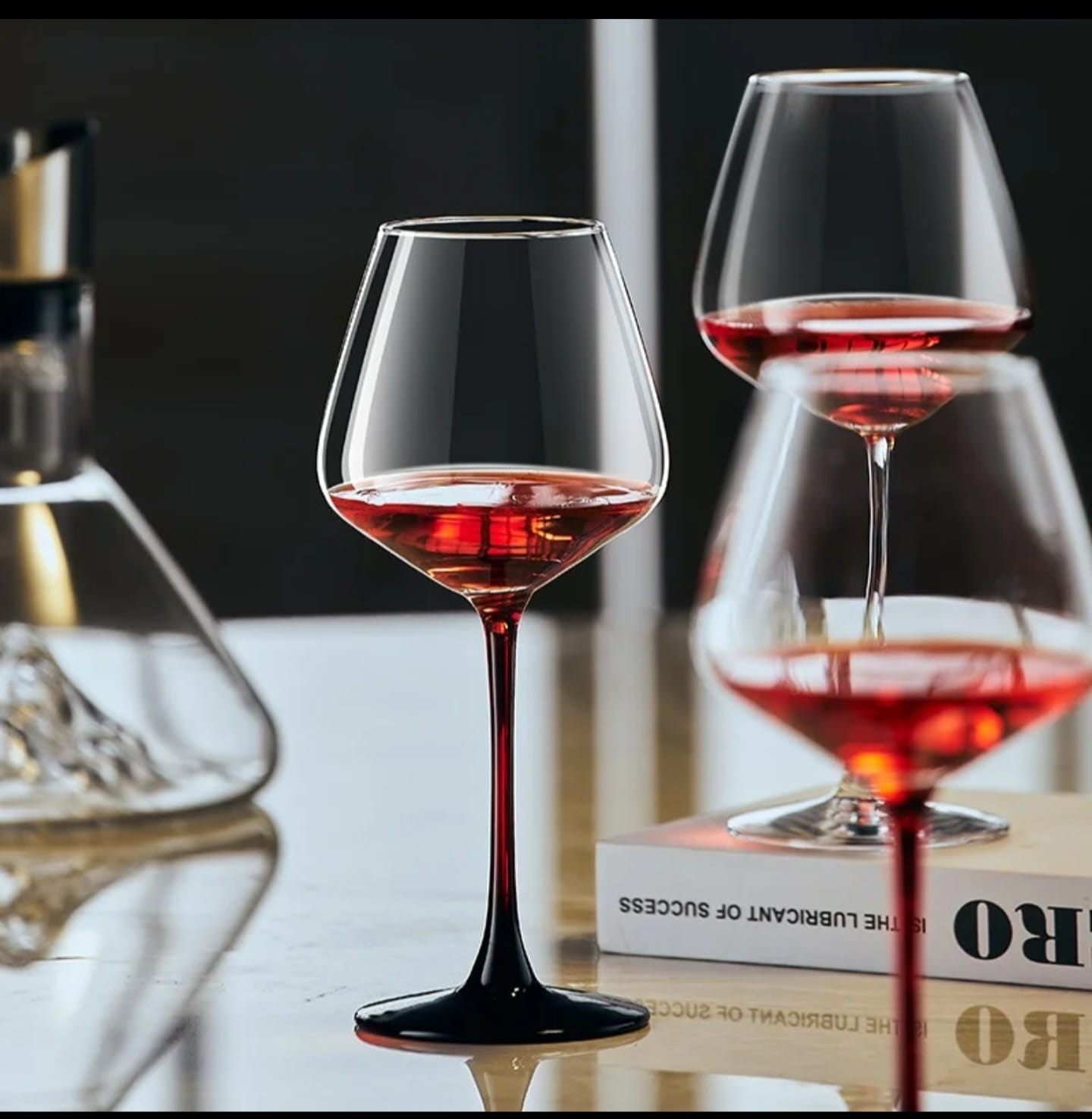 Elegant Burgundy Lhotse Crystal Wine glass Red Stem