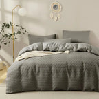 Luxury Waffle Weave Poplin Cotton Duvet Cover Set 6x7 with 2 Pillowcases