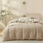 Luxury Waffle Weave Poplin Cotton Duvet Cover Set 6x7 with 2 Pillowcases