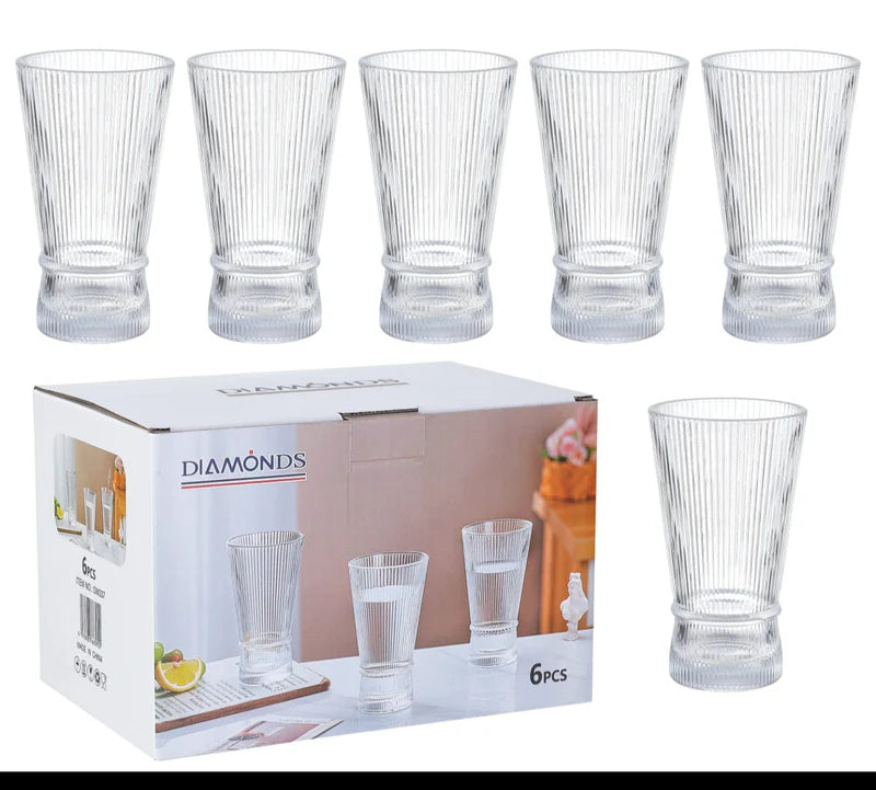 Hand-Blown Luxury Clear Goblet Glass Cup (300ml, Set of 6)