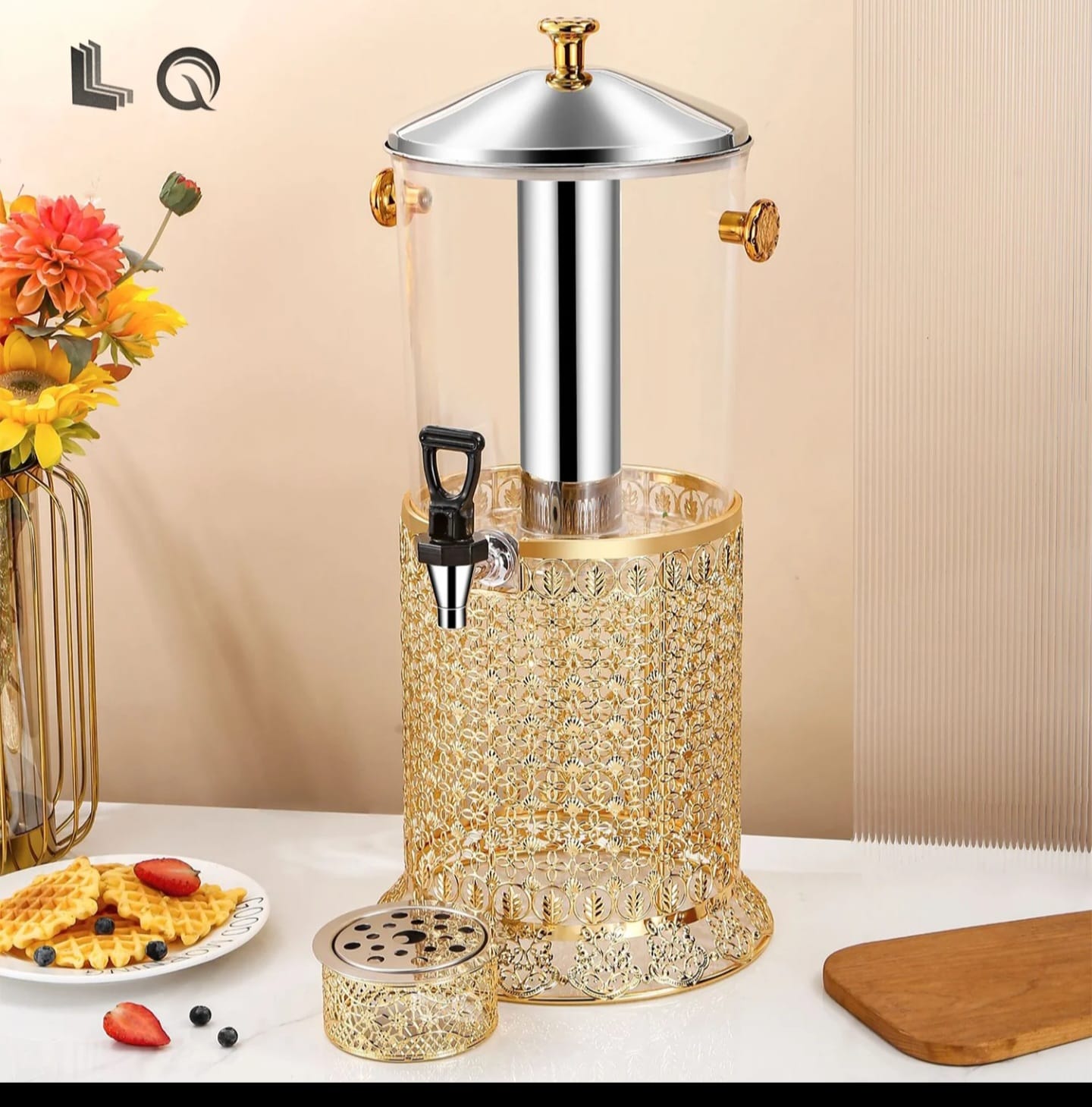 8 Litre Plastic Beverage Dispenser Tower with Stainless Steel Spigot for Juice Water and Cold Drinks