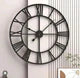 60cm Large Home Decor Wall Clock for Living Room Non Ticking Iron Art Clocks Roman Numeral