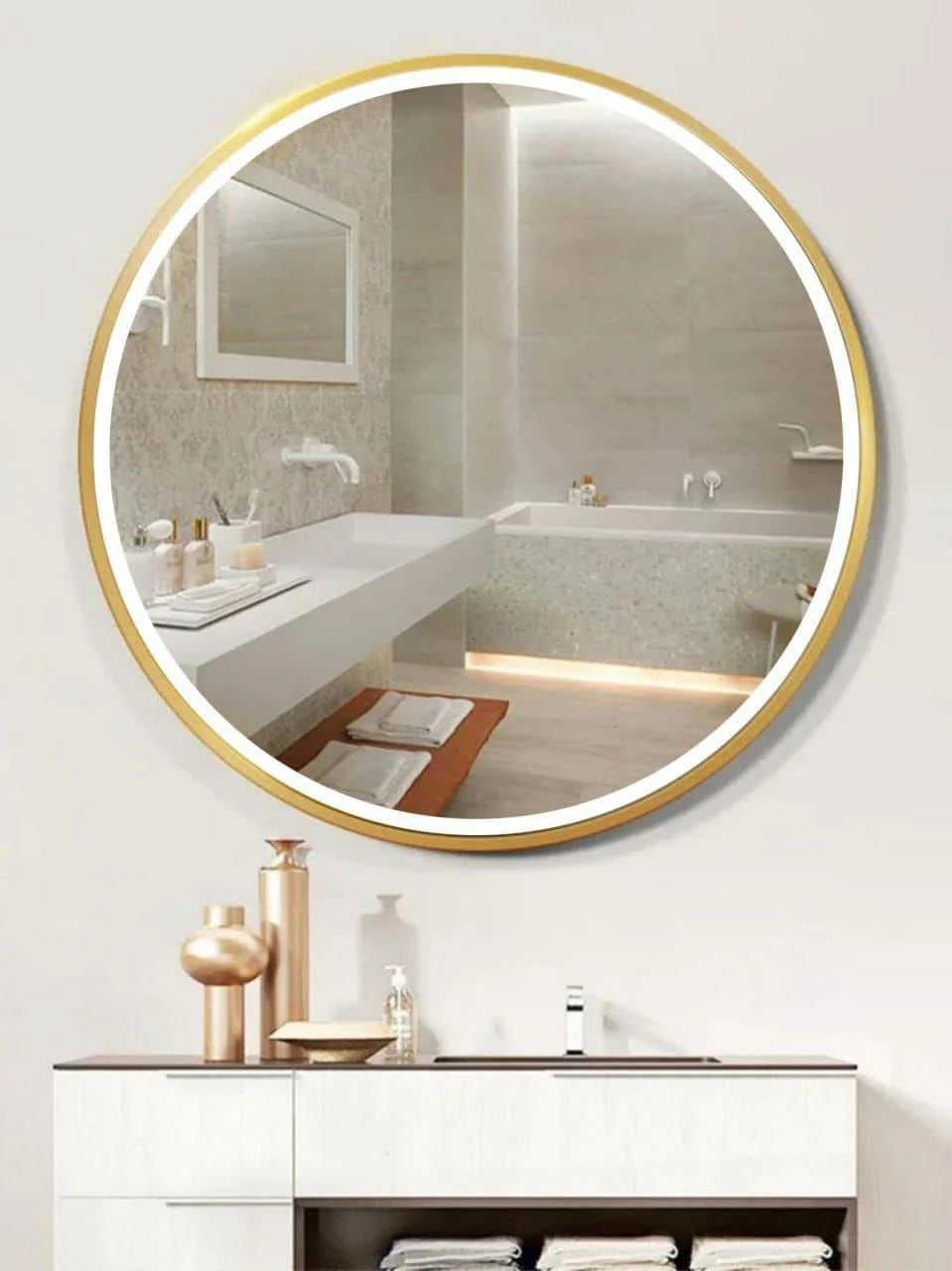 Huge 60*60cms Unbreakable round decor mirrors with fine finishing