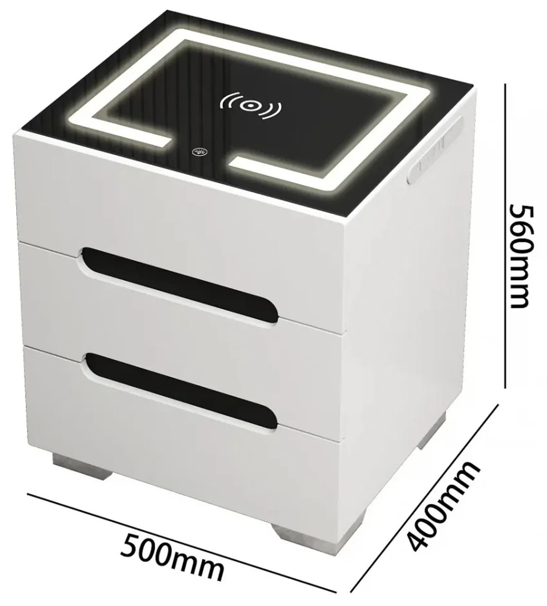 Multifunctional Smart Bedside Table Drawers Touch LED Lighting, 3 Color Types, Wireless Charging, USB Charging