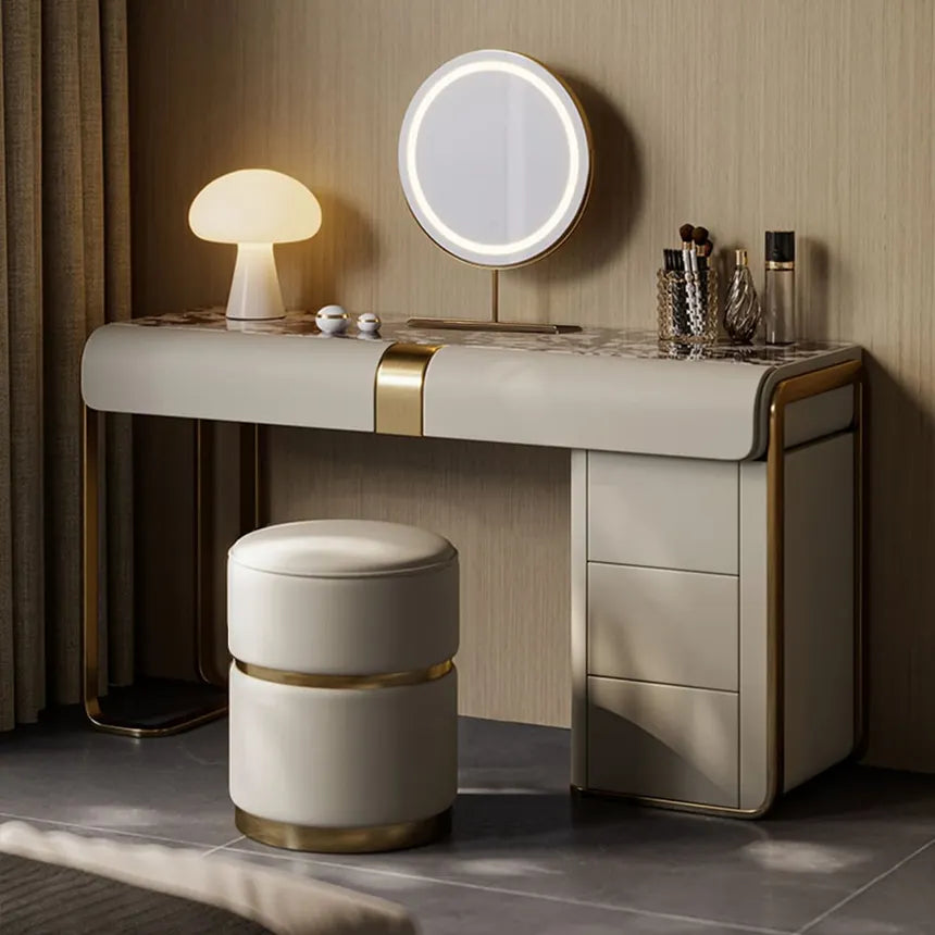 Glamour Grove Dressing Table & Vanity Set Modern Simple Luxury with Mirror & Poof Chair