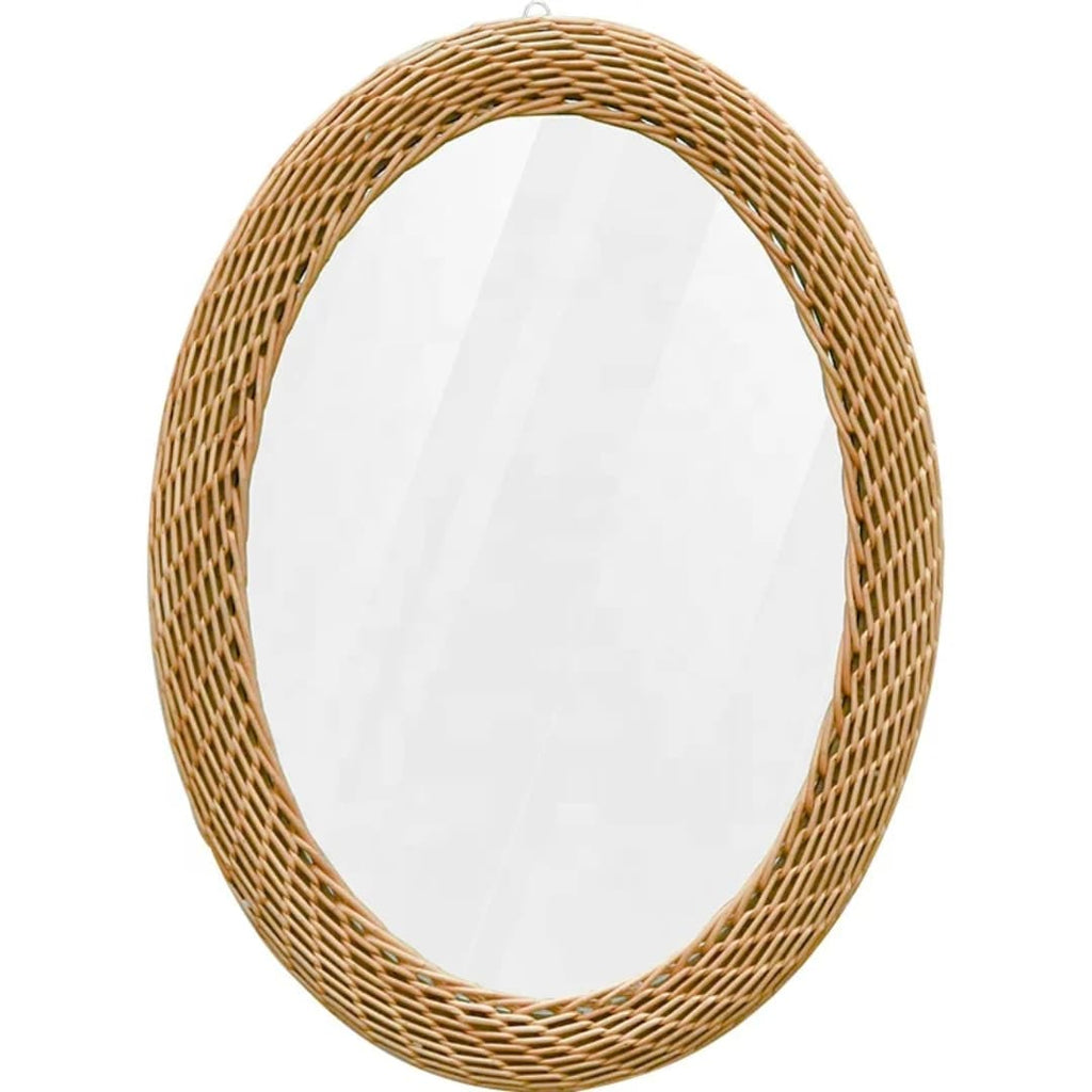 Big Size Modern Oval Rattan Bamboo Decorative Mirror