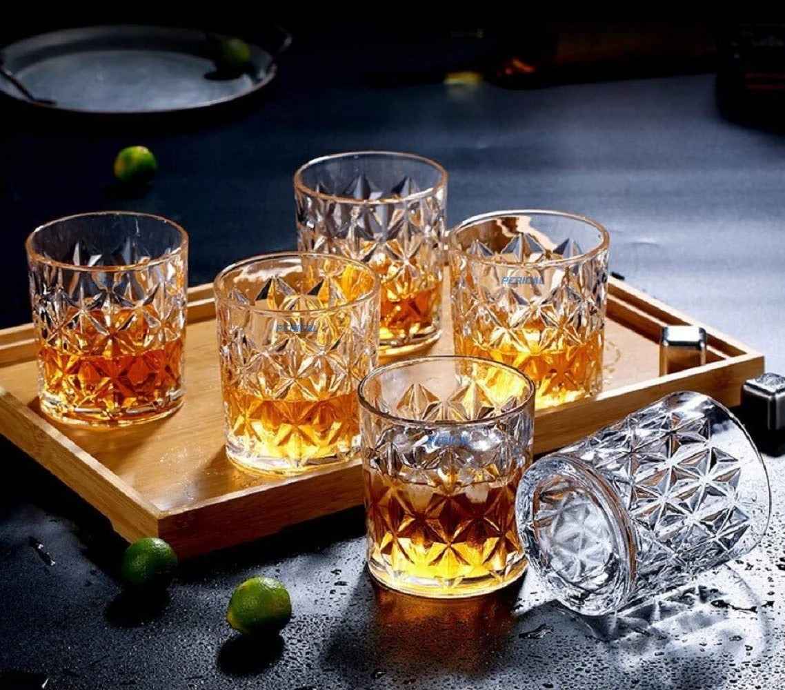Crystal Whiskey Glass Set of 6, Clear, 310 ML, Round Whisky Glass, Lead Free Barware for Scotch, Bourbon, Cocktail