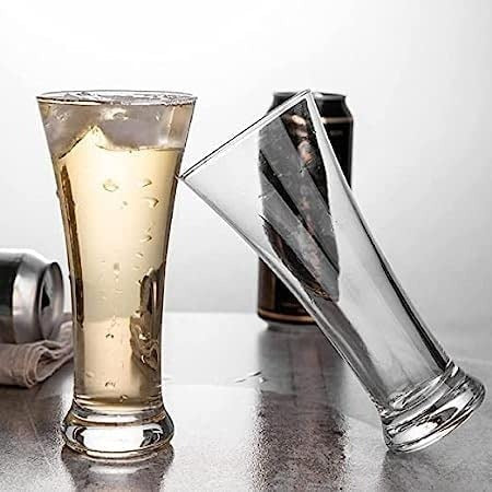 Premium Juice & Beer Glass, Pilsner Highball Glasses Heavy Base Tall Bar Glass Drinking Glasses for Water, Juice, Beer, Wine, and Cocktails Beer Glass Transparent 275 ML Set of 6