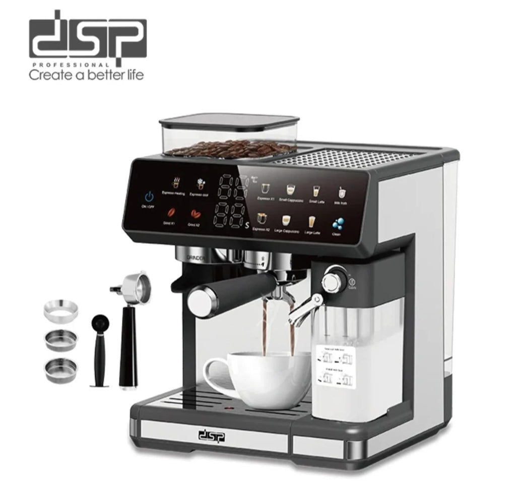 DSP Espresso Coffee Maker Machine – 1350W, 15 Bar Pump, 1.8L Water Tank, Milk Frother | Coffee Machine Kenya