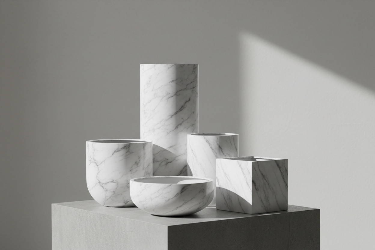 Premium Marble coated minimalist design flower planters