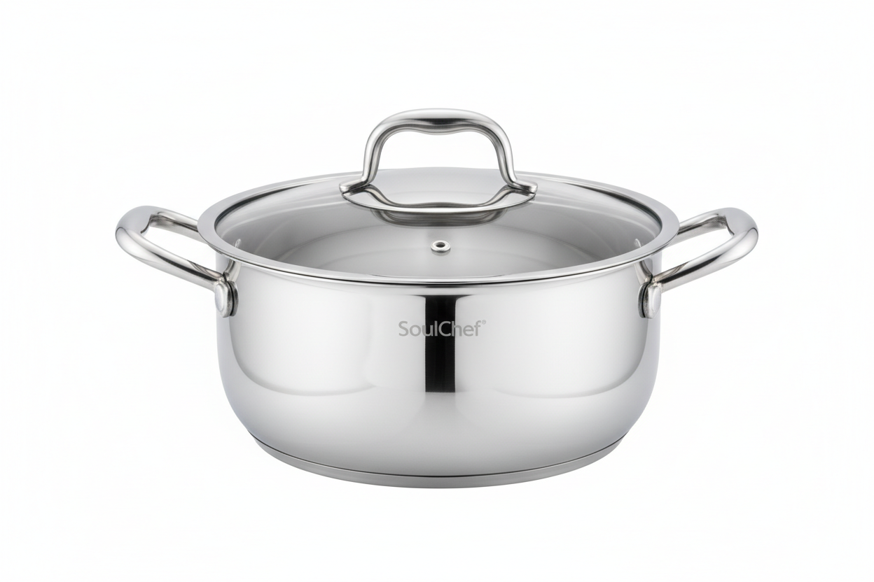 SoulChef Pure Stainless Steel Cookware Casserole with Lid